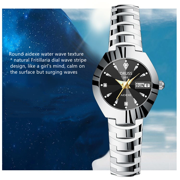 Luxury Hot Sale 30M Waterproof Steel Band Calendar Watches Luminous Business Women's Date Watches Lovers' Ladies Leisure Metal  Watches+ Luxury Gift Box Lovers Girlfriends Wife's Birthday Holiday Surp