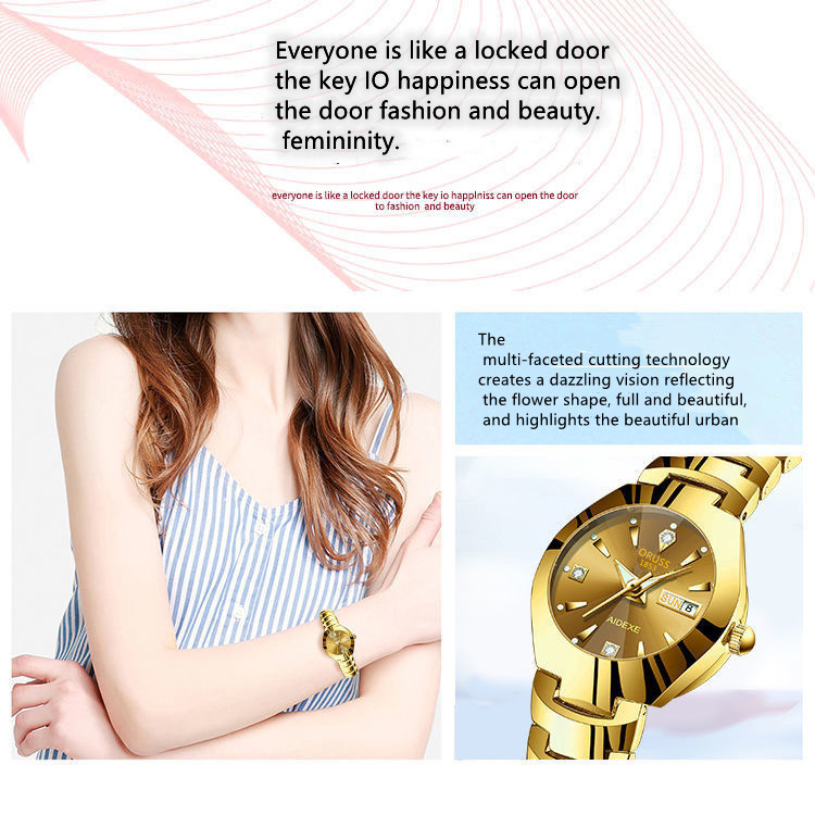 Luxury Hot Sale 30M Waterproof Steel Band Calendar Watches Luminous Business Women's Date Watches Lovers' Ladies Leisure Metal  Watches+ Luxury Gift Box Lovers Girlfriends Wife's Birthday Holiday Surp