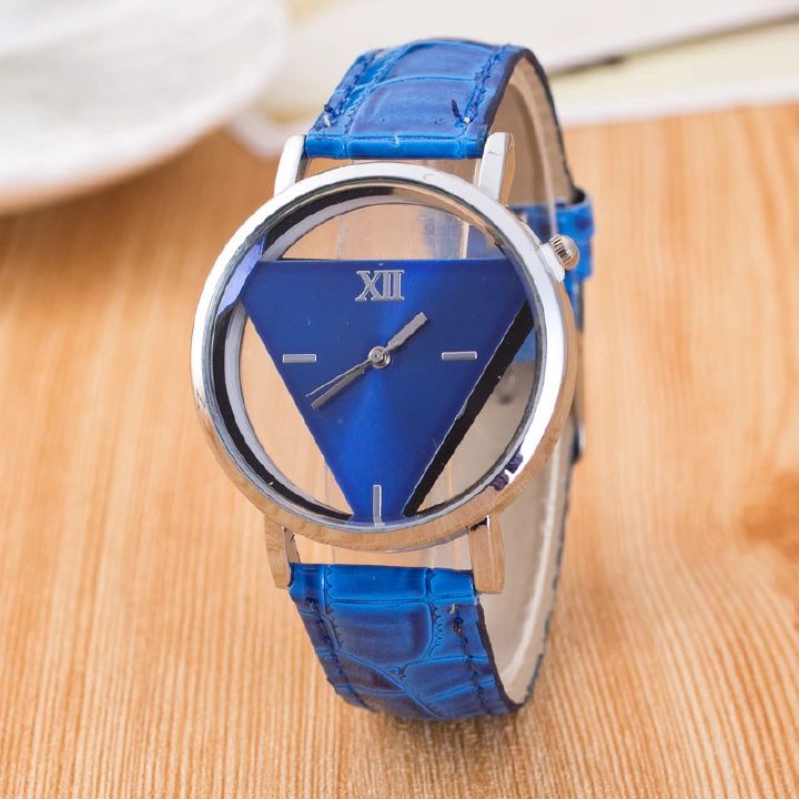 Kenyan New Women's Creative Watch Jingshi Simple Harajuku Watch Personalized Fashion Double-Sided Hollow Through European And American Fashion White-Collar Women's Watch High-end Quartz Triangle Watch