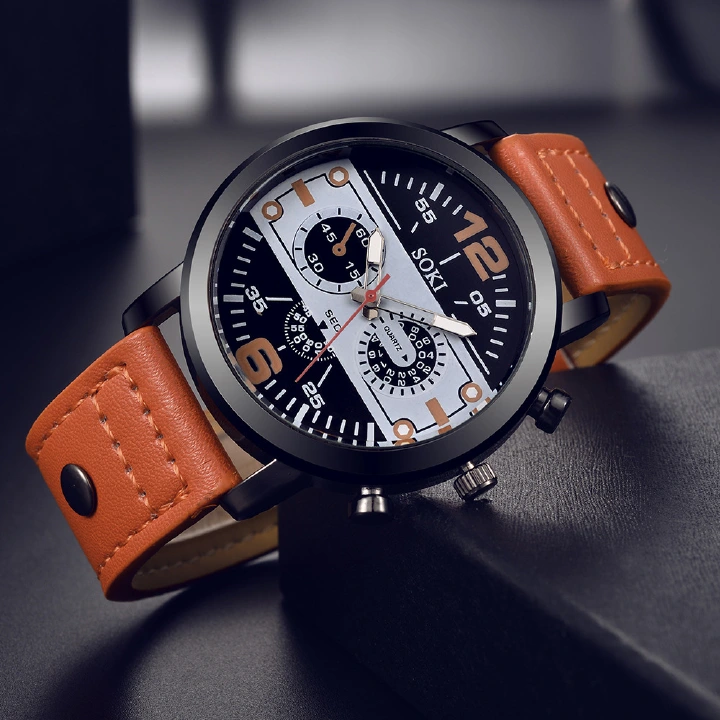 New Recommendation Geneva 3 Fake Eyes Boys And Girls Women Casual Popular Men's Watches Business Quartz Watch Pu Strap Simple Student sports Watch + Luxury Gift Box Couple Boyfriend's Birthday Surpris