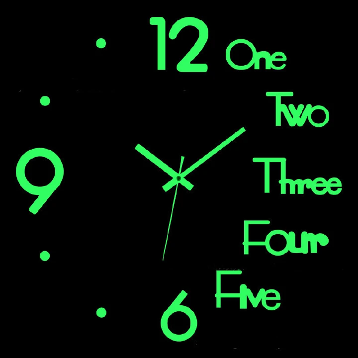 Students Dormitory Luminous Wall Clock Sticker Modern Design 3D Acrylic DIY Kitchen Living Room Tea House Coffer Room Dinning Room Home Decoration Needle Clock Factory Wholesale 3D Acrylic Creative Mi