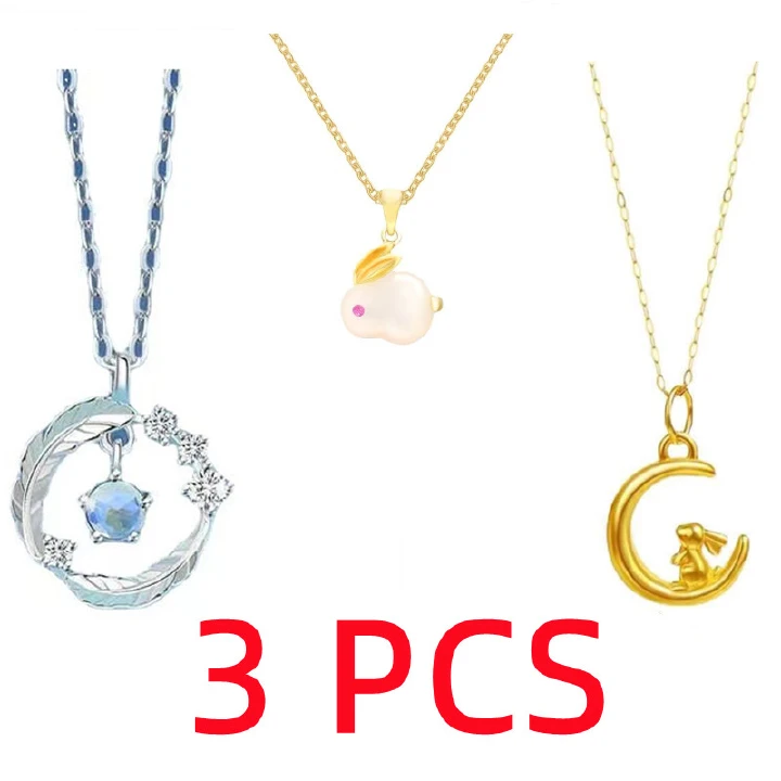 2022 new popular S925 silver gold-plated Hetian jade pendant lovely jade rabbit children bracelet necklace safety clasp necklace female collarbone pendant luxury gold-plated necklace moon arrest rabbi