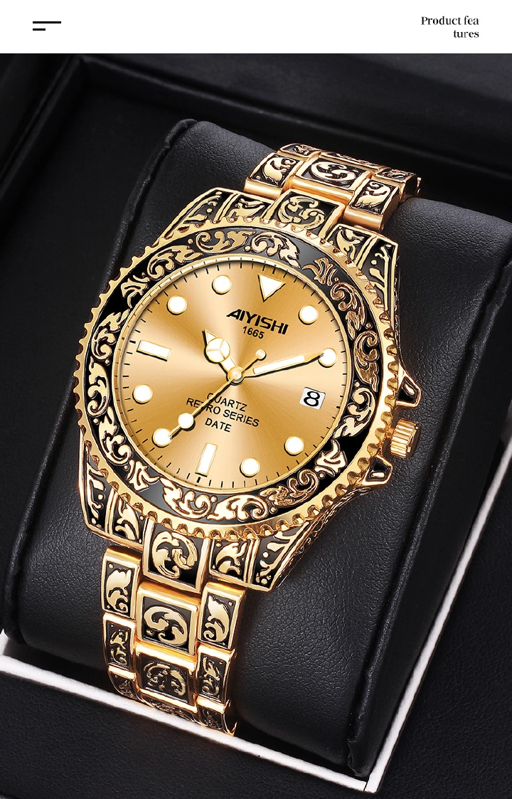 Genuine Green Water Ghost Busines Men's Metal Watch 30M Waterproof Full Automatic Fine Steel Belt Gentlemen's Watches Luminous Domineering Female Students Boys Watches+ Luxury Gift Box Boyfriends Husb