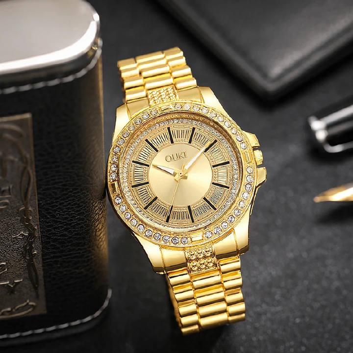 Factory Direct wholesaler Simple Digital Scale Business Men Metal Watches Steel Metal Band Gold Cools Boys Male Students Collegue Quartz Watches + Luxury  Box Gift Watches For Boyfriends Classmates Bi