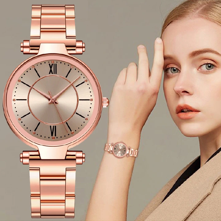 New Product Recommendation Women's Quartz Color Surface Steel Band Quartz Watch Women's Leisure Watch White Collar Women's Watch