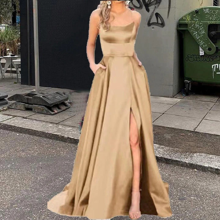 2023 Solid Color European and American Bridesmaid Dress Long Dress Off Shoulder Girlfriend Slim Dresses Fashion Bridesmaid Group Wedding Dresses Banquete Concerts Parties Evening Dresses