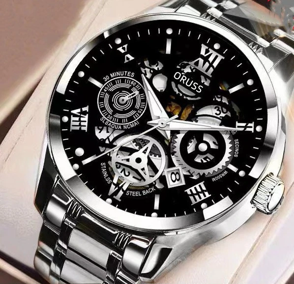 Hot High Level Business Men Metal Date Watches Refined Steel Business Calendar Waterproof Handsome Men's Watch Luxury Gold Watches Sons Husbands Boyfriends Friends Birthday Gift Wathes Cool Boy Watch