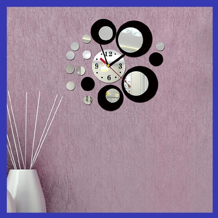 Hot Sale Factory Direct Sale Creative  3D Acrylic Round Mirror Decoration Wall Clock Sticker Modern Design DIY Living Room Tea House Coffee Room Dinning Room Home Needle Mirror Clock Wall Stickings