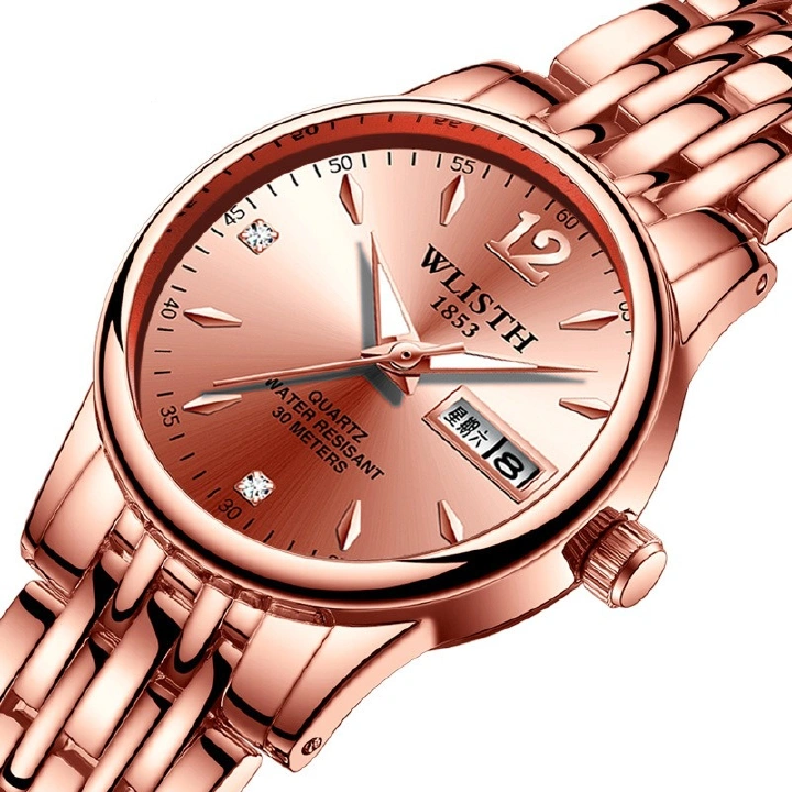 2024 Fashion High End Busines  Women Metal Dual Calendar Watches 30M Waterproof Luminous Gentlemen Watches Factory Wholsale School Boys Students Metal Watches Sons Husbands Best Birthday Gift Watches