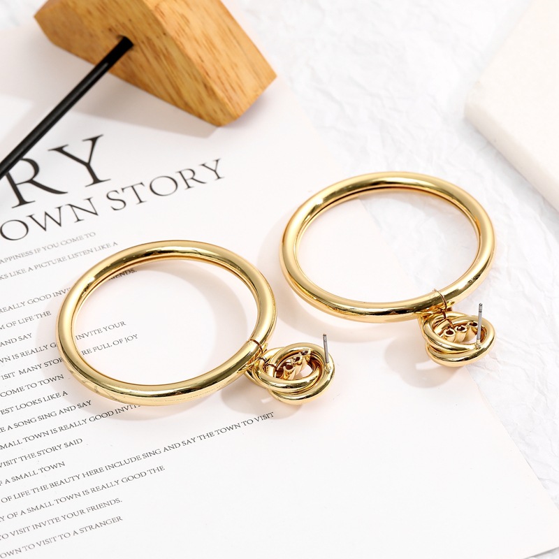 Modern trendy fashion jewellery office lady women circle big loop women drop earing