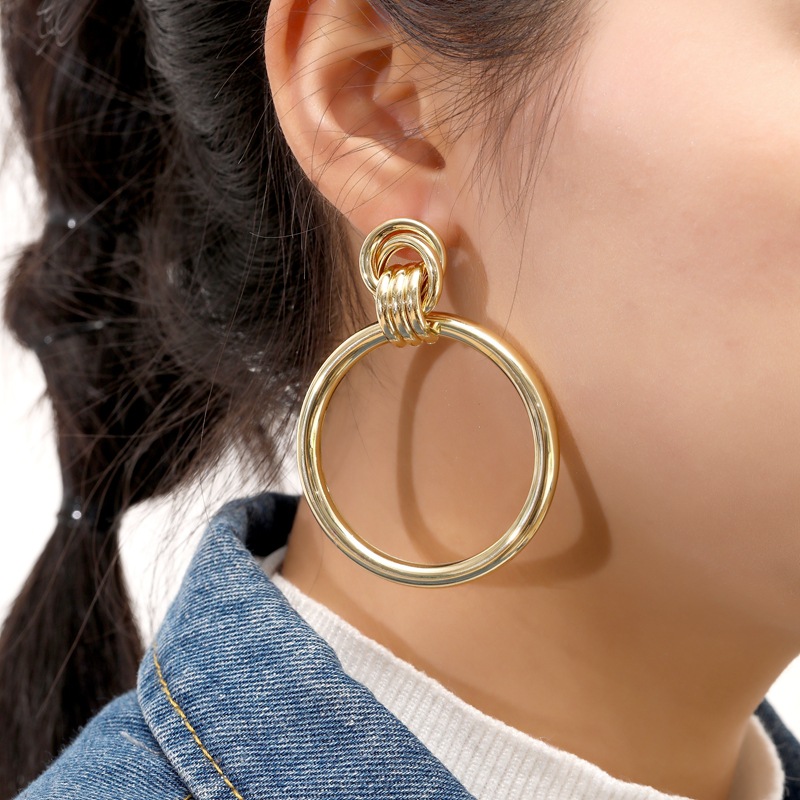 Modern trendy fashion jewellery office lady women circle big loop women drop earing