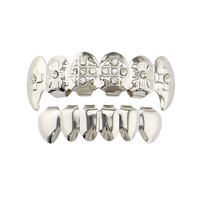 Rapper dental grillz hip hop teeth fangs grillz caps top&bottom grills set halloween women men fashion jewelry accessories