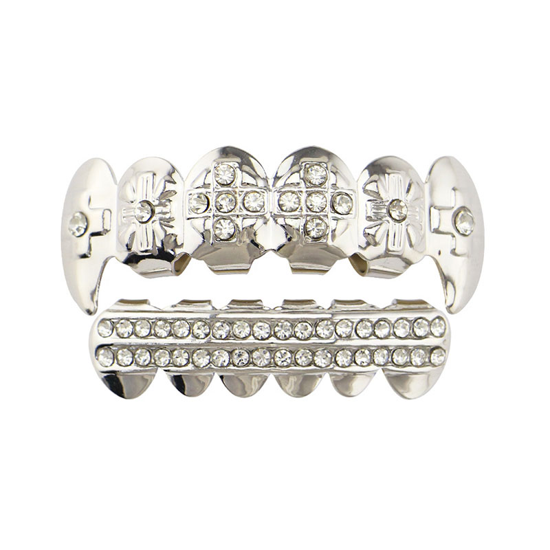 Rapper dental grillz hip hop teeth fangs grillz caps top&bottom grills set halloween women men fashion jewelry accessories