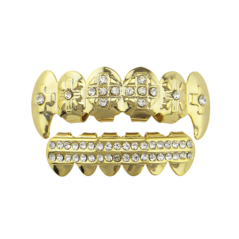 Rapper dental grillz hip hop teeth fangs grillz caps top&bottom grills set halloween women men fashion jewelry accessories