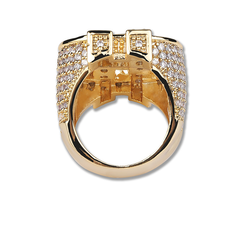 18K golden plated Men Dollar Rings Ice out bling bling rhinestone fashion hip hop hollow dollar ring for nightclub dollar men rings jewelry/jewellerylery