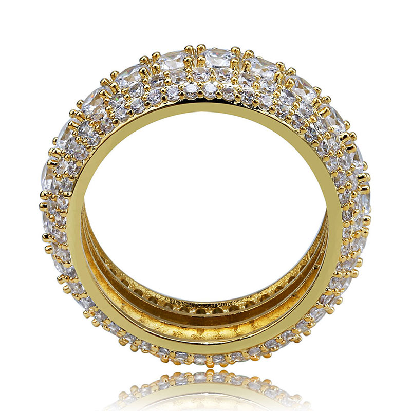 1 pcs 18K golden plated rings bling bling iced out rings for man hiphop Zircon ring hip hop fashion engagement party ring for lady/women men jewelry