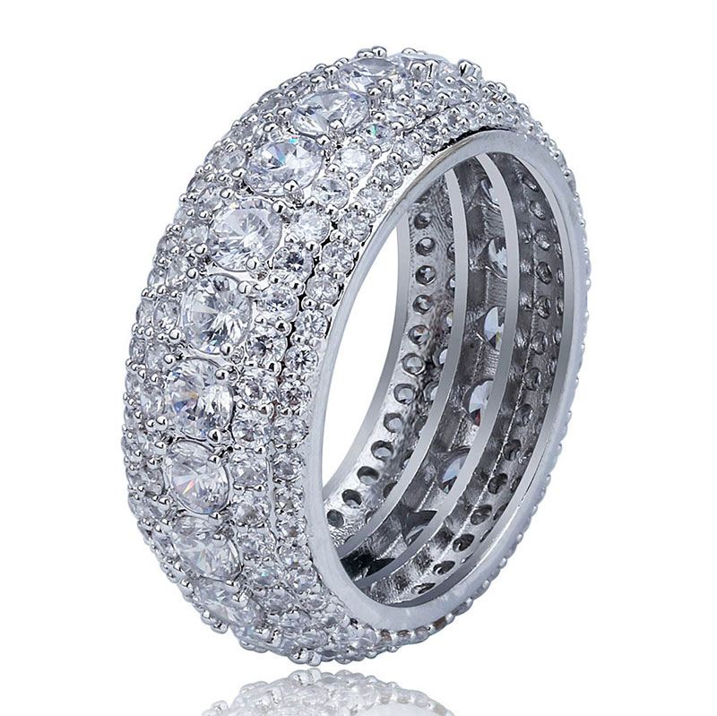 1 pcs 18K golden plated rings bling bling iced out rings for man hiphop Zircon ring hip hop fashion engagement party ring for lady/women men jewelry