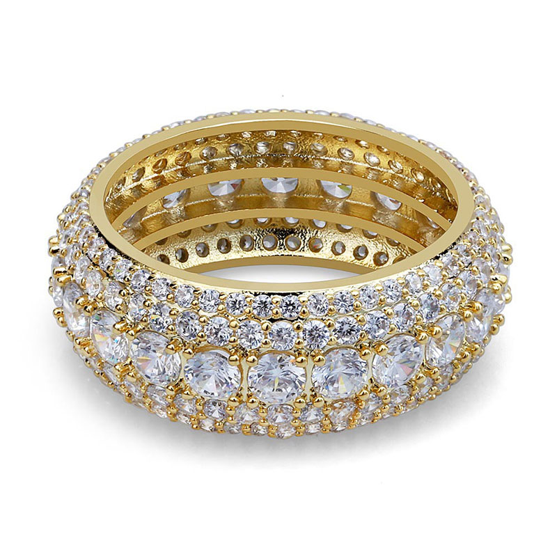 1 pcs 18K golden plated rings bling bling iced out rings for man hiphop Zircon ring hip hop fashion engagement party ring for lady/women men jewelry