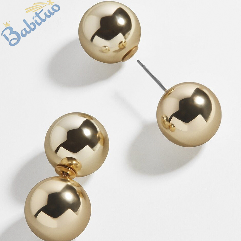 Babituo classic ball earrings stud double sided earring trendy women fashion jewellery accessories