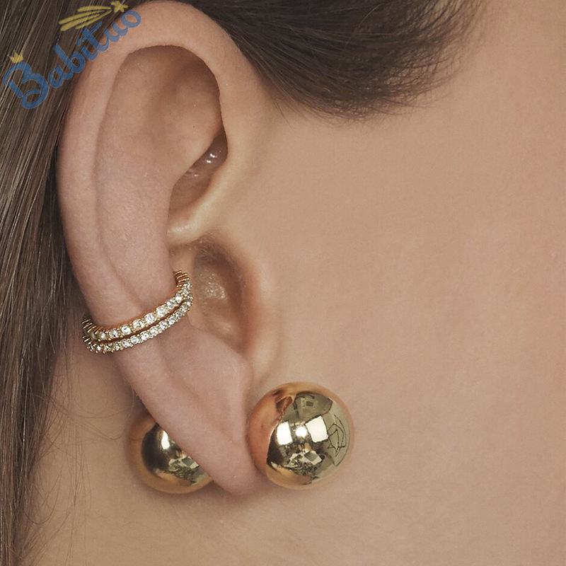 Babituo classic ball earrings stud double sided earring trendy women fashion jewellery accessories