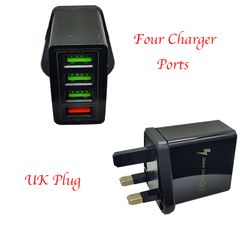 Quick/fast charger 3.0 travel adapter with UK plug & multiple usb ports for smartphone/tablet black UK plug&4 USB ports