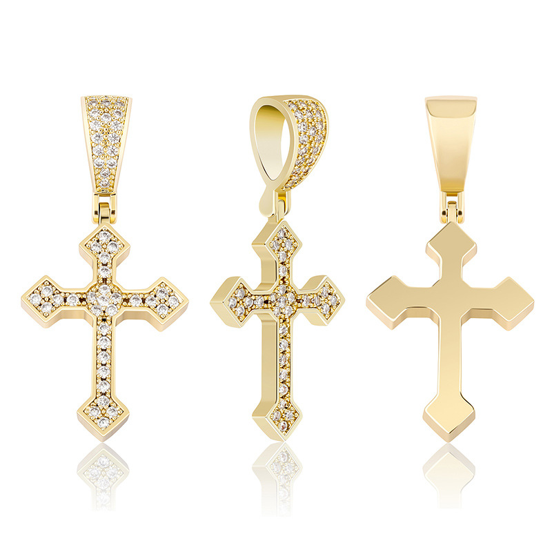 hip hop cross necklace fashion iced out bling rhinestone & dimond pendant with 14k golden plated for men & women with 24 inch rope chain/necklaces men jewelry