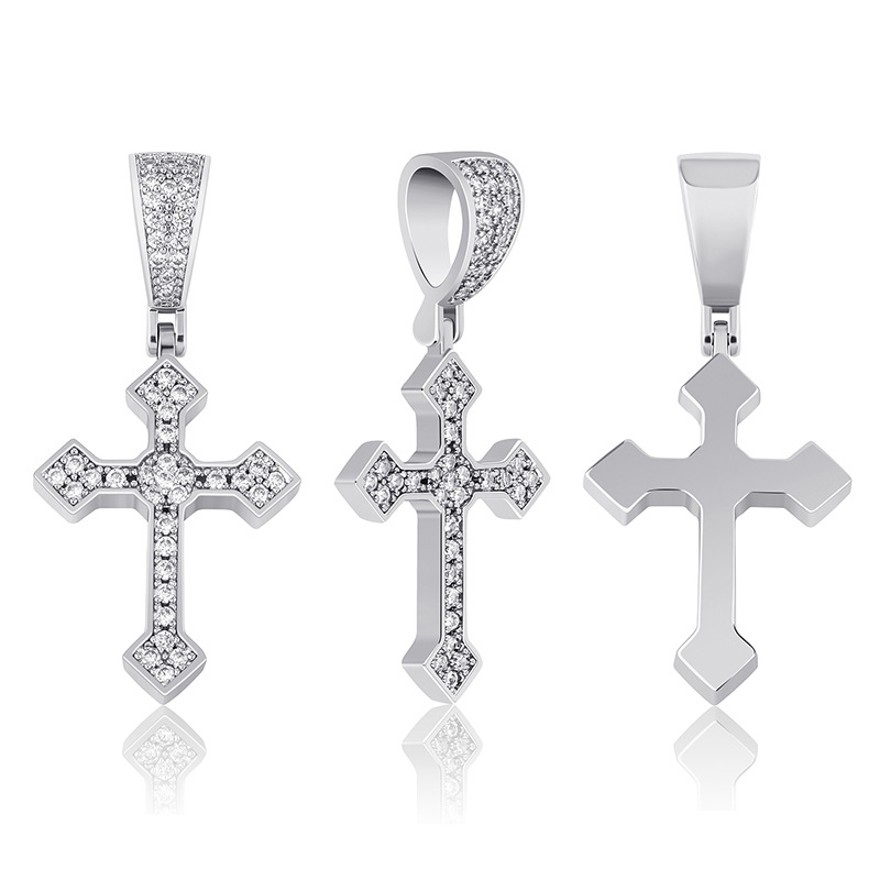 hip hop cross necklace fashion iced out bling rhinestone & dimond pendant with 14k golden plated for men & women with 24 inch rope chain/necklaces men jewelry