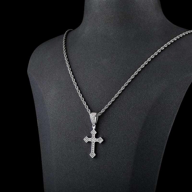 hip hop cross necklace fashion iced out bling rhinestone & dimond pendant with 14k golden plated for men & women with 24 inch rope chain/necklaces men jewelry