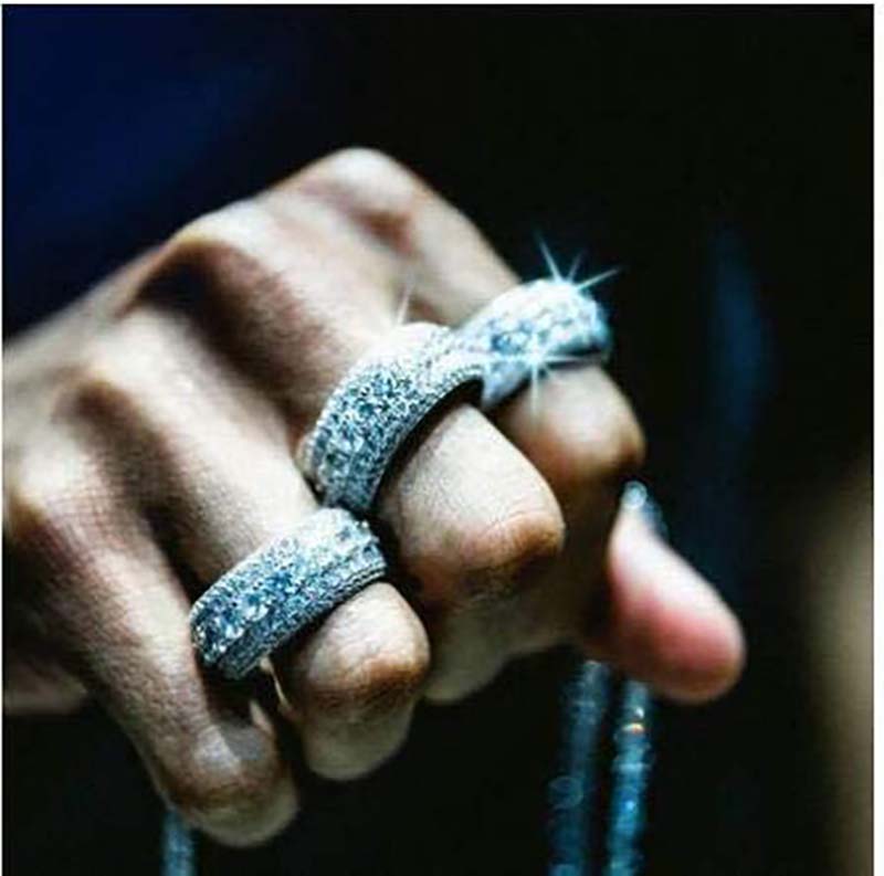 1 pcs 18K golden plated rings bling bling iced out rings for man hiphop Zircon ring hip hop fashion engagement party ring for lady/women men jewelry