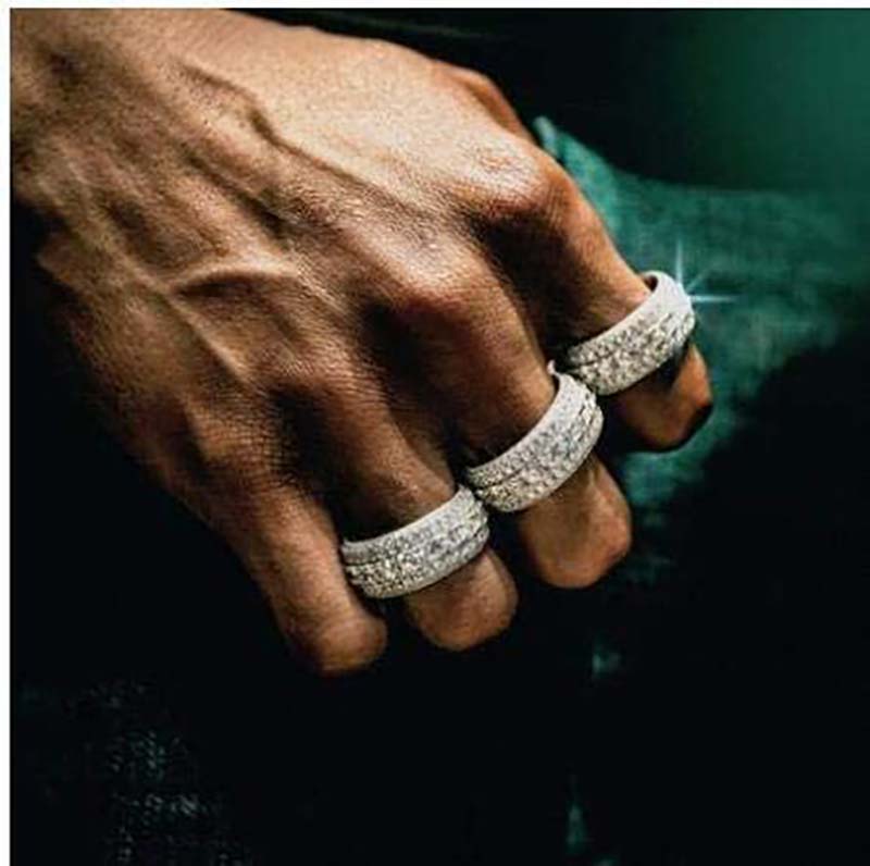 1 pcs 18K golden plated rings bling bling iced out rings for man hiphop Zircon ring hip hop fashion engagement party ring for lady/women men jewelry