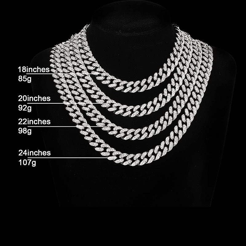 Rapper Miami cuban chain necklace jewelery man link chain valentine gift hip hop fashion bling bling necklace iced out  rhinestone/zinc/diamond necklace for men women punk body jewelry nightclub chain