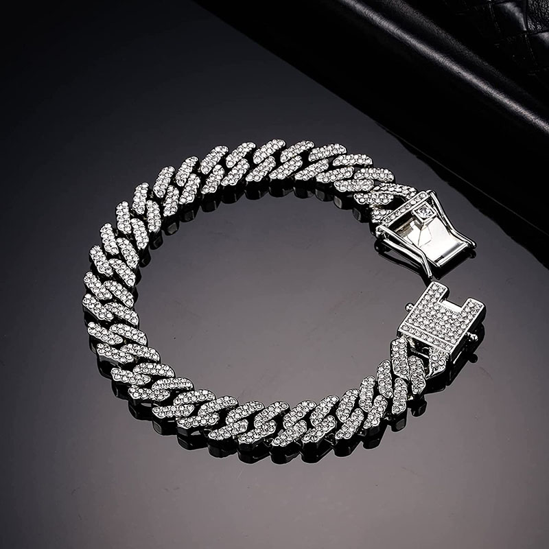 Men/Women bracelet Rapper dangles Miami Cuban Link bracelet hip hop bling iced out rapper bangles jewelry Diamond Prong Cuban Chain link necklace fashion gift nightclub body jewelry for men/women