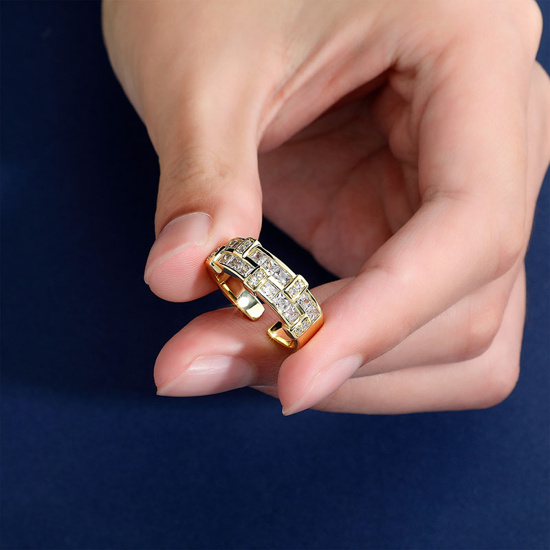 Engagement ring inlaid with ZA stone open ring with adjustable size for lady/women/men body fashion jewelry design