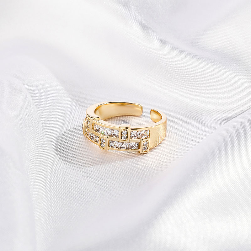 Engagement ring inlaid with ZA stone open ring with adjustable size for lady/women/men body fashion jewelry design
