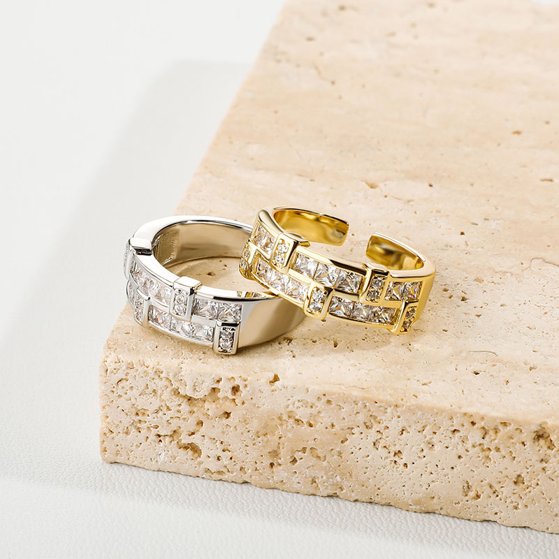 Engagement ring inlaid with ZA stone open ring with adjustable size for lady/women/men body fashion jewelry design