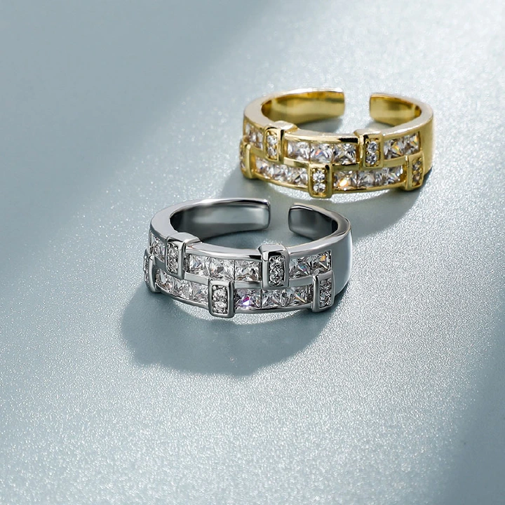 Engagement ring inlaid with ZA stone open ring with adjustable size for lady/women/men body fashion jewelry design