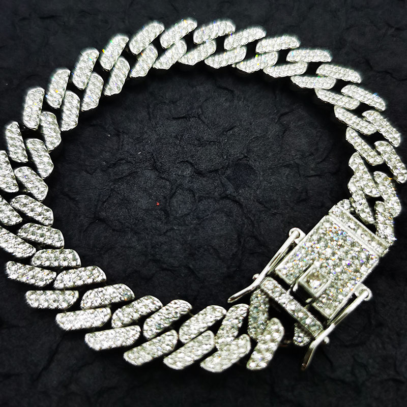 Men/Women bracelet Rapper dangles Miami Cuban Link bracelet hip hop bling iced out rapper bangles jewelry Diamond Prong Cuban Chain link necklace fashion gift nightclub body jewelry for men/women