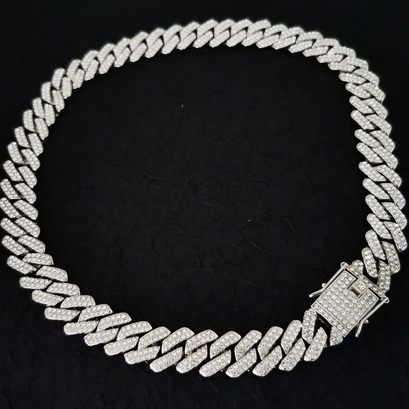 1pcs luxury chain jewellery miami cuban chain link necklace gift bracelet rapper hip hop dangles men /women bling bling iced out chain necklace link for man/woman fashion jewelry  accessories