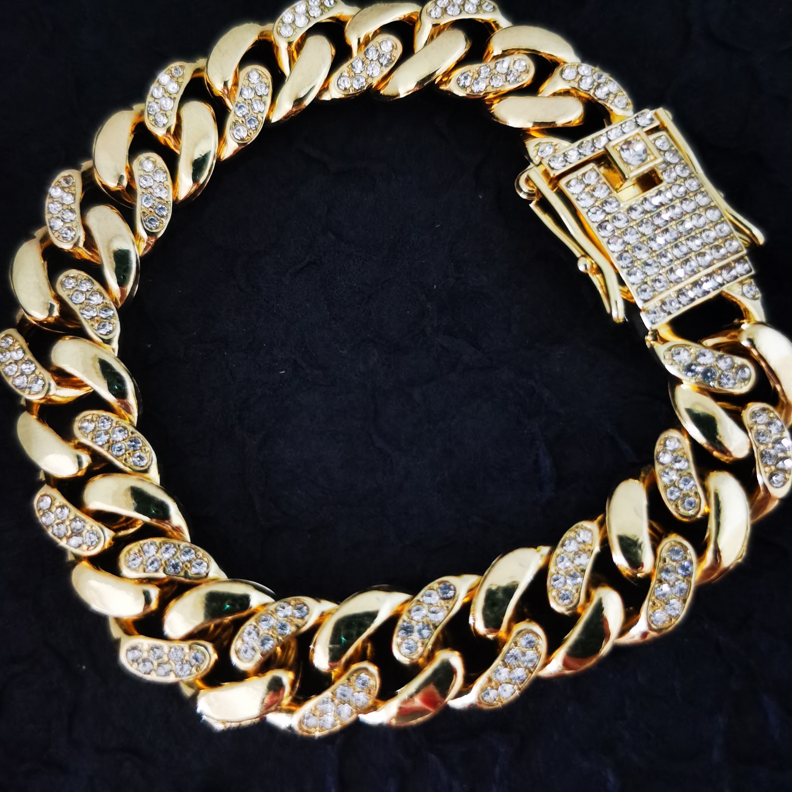 1pc rapper bangles miami cuban chain bracelet men/man/women cuban link chain high glossy & shinny iced out bling bling imported rhinestone faux diamond cuban link chain ankle bracelet anklet