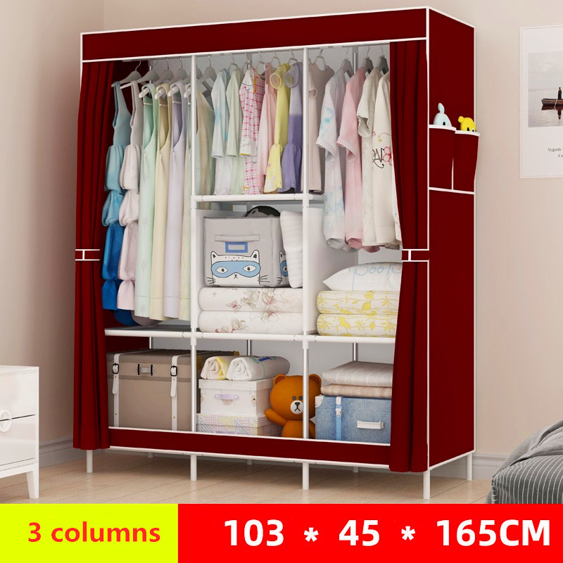 Wardrobes Assemble Closets Portable Home Storage Small Furniture 3 Columns DIY  Large Capacity