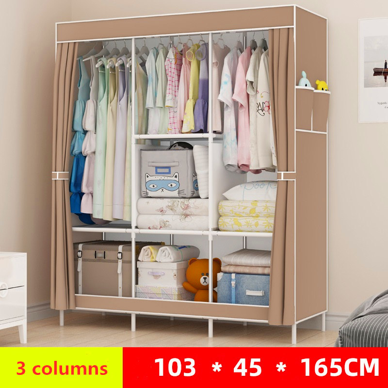 Wardrobes Assemble Closets Portable Home Storage Small Furniture 3 Columns DIY  Large Capacity