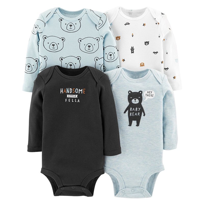 4pcs/set Baby Boy Girl Clothes Body Winter Baby Romper Newborn Wear Long Sleeve Jumpsuit