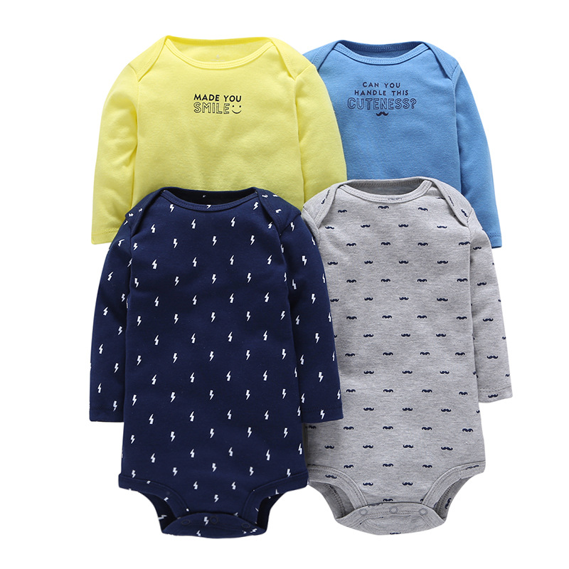 4pcs/set Baby Boy Girl Clothes Body Winter Baby Romper Newborn Wear Long Sleeve Jumpsuit