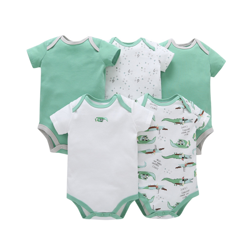 5PCS Summer Newborn Baby Clothes Roupa De Bebes Short Sleeve Baby Rompers Cotton Girls Boys Clothing