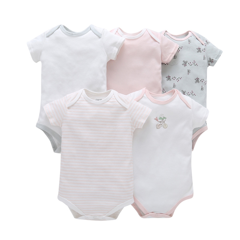 5PCS Summer Newborn Baby Clothes Roupa De Bebes Short Sleeve Baby Rompers Cotton Girls Boys Clothing