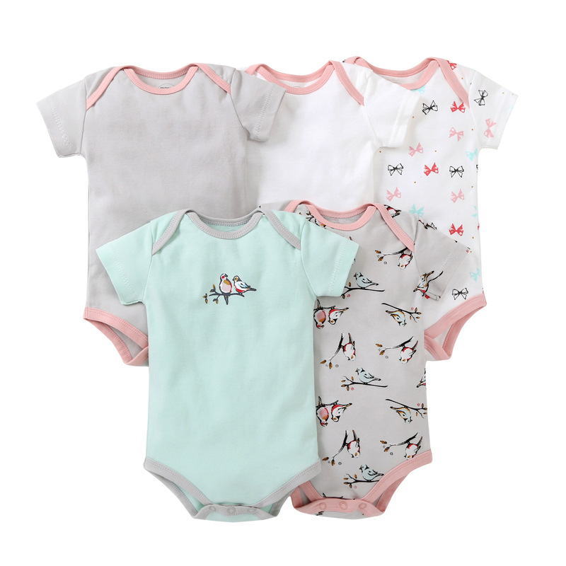 5PCS Summer Newborn Baby Clothes Roupa De Bebes Short Sleeve Baby Rompers Cotton Girls Boys Clothing