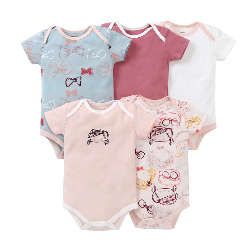 5PCS Summer Newborn Baby Clothes Roupa De Bebes Short Sleeve Baby Rompers Cotton Girls Boys Clothing
