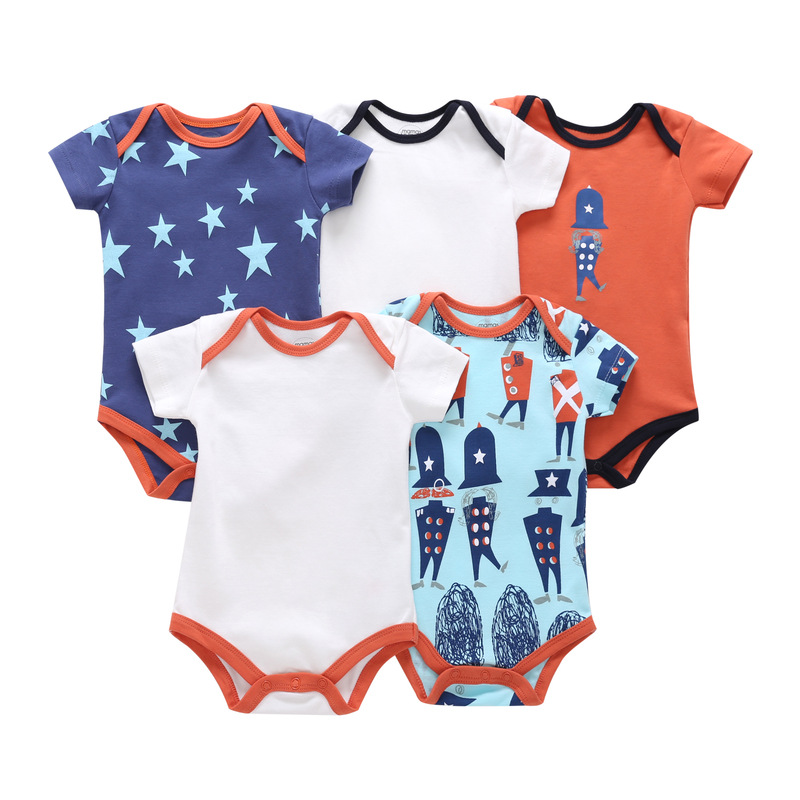 5PCS Summer Newborn Baby Clothes Roupa De Bebes Short Sleeve Baby Rompers Cotton Girls Boys Clothing