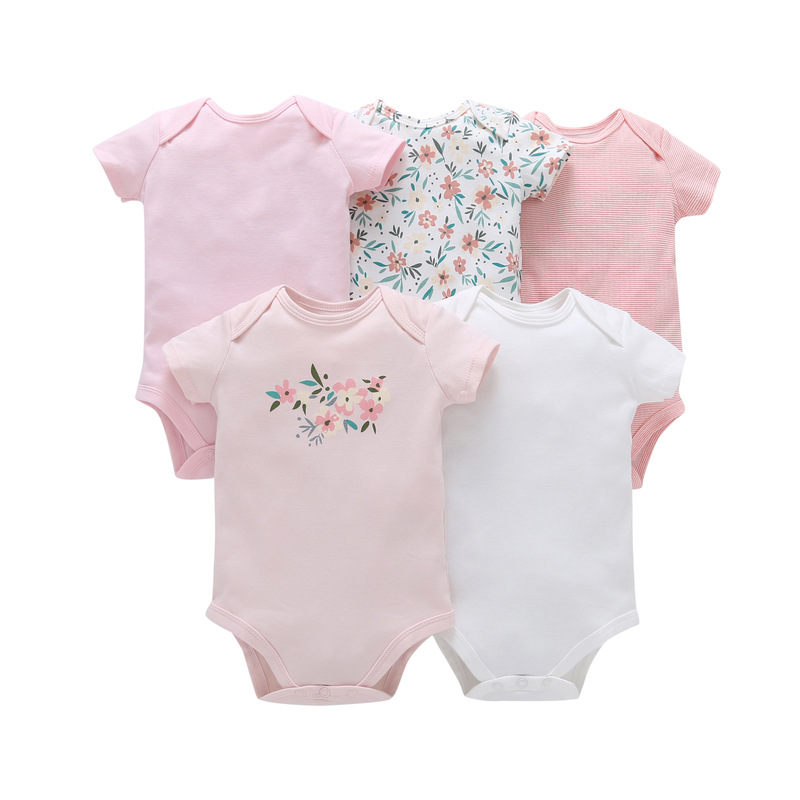 5PCS Summer Newborn Baby Clothes Roupa De Bebes Short Sleeve Baby Rompers Cotton Girls Boys Clothing