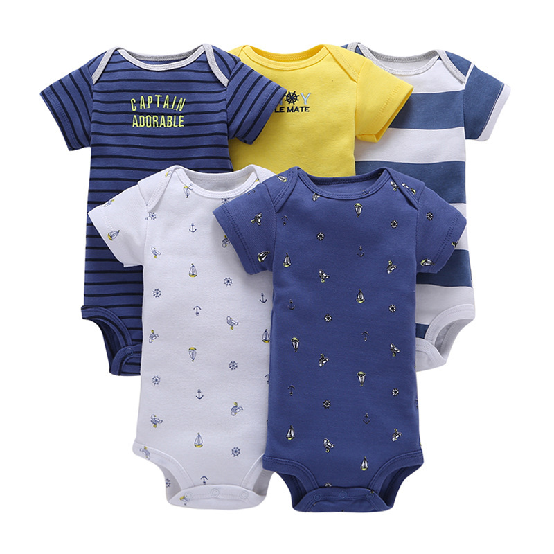 5PCS Summer Short Sleeve Baby Rompers Cotton Girls Boys Clothes Newborn Baby Clothes Roupa De Bebes